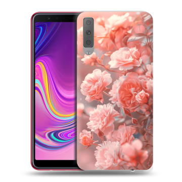 Силиконовый противоударный чехол на Samsung Galaxy A7 (2018) с принтом Розы цветы Силиконовый противоударный чехол на Samsung Galaxy A7 (2018) с принтом Розы цветы