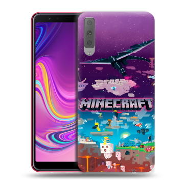 Силиконовый противоударный чехол на Samsung Galaxy A7 (2018) с принтом Майнкрафт Minecraft Силиконовый противоударный чехол на Samsung Galaxy A7 (2018) с принтом Майнкрафт Minecraft