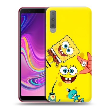Силиконовый противоударный чехол на Samsung Galaxy A7 (2018) с принтом Спанч боб Спанчбоб Силиконовый противоударный чехол на Samsung Galaxy A7 (2018) с принтом Спанч боб Спанчбоб