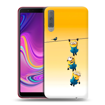 Силиконовый противоударный чехол на Samsung Galaxy A7 (2018) с принтом Миньоны Силиконовый противоударный чехол на Samsung Galaxy A7 (2018) с принтом Миньоны