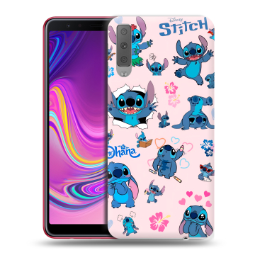 Силиконовый противоударный чехол на Samsung Galaxy A7 (2018) с принтом Лило и Стич Силиконовый противоударный чехол на Samsung Galaxy A7 (2018) с принтом Лило и Стич