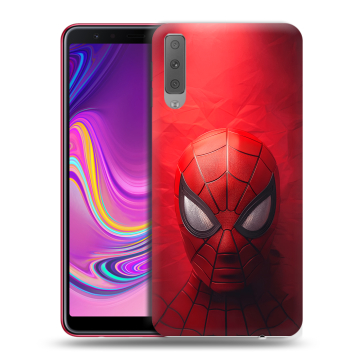 Силиконовый противоударный чехол на Samsung Galaxy A7 (2018) с принтом Spiderman Человек паук Силиконовый противоударный чехол на Samsung Galaxy A7 (2018) с принтом Spiderman Человек паук