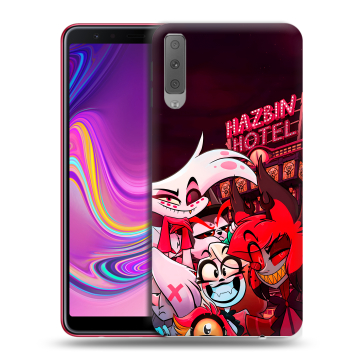 Силиконовый противоударный чехол на Samsung Galaxy A7 (2018) с принтом Hazbin Hotel Отель Хазбин Силиконовый противоударный чехол на Samsung Galaxy A7 (2018) с принтом Hazbin Hotel Отель Хазбин
