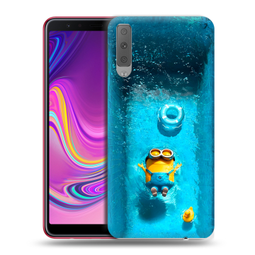 Силиконовый противоударный чехол на Samsung Galaxy A7 (2018) с принтом Миньоны Силиконовый противоударный чехол на Samsung Galaxy A7 (2018) с принтом Миньоны