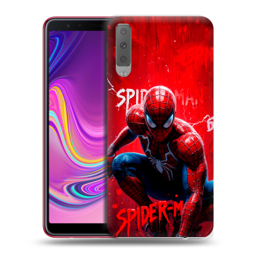 Силиконовый противоударный чехол на Samsung Galaxy A7 (2018) с принтом Spiderman Человек паук Силиконовый противоударный чехол на Samsung Galaxy A7 (2018) с принтом Spiderman Человек паук
