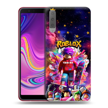 Силиконовый противоударный чехол на Samsung Galaxy A7 (2018) с принтом Roblox Роблокс Силиконовый противоударный чехол на Samsung Galaxy A7 (2018) с принтом Roblox Роблокс