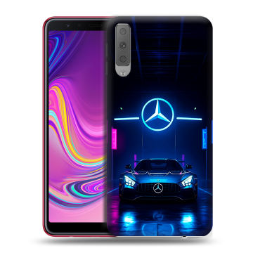 Силиконовый противоударный чехол на Samsung Galaxy A7 (2018) с принтом Mercedes Мерседес Силиконовый противоударный чехол на Samsung Galaxy A7 (2018) с принтом Mercedes Мерседес