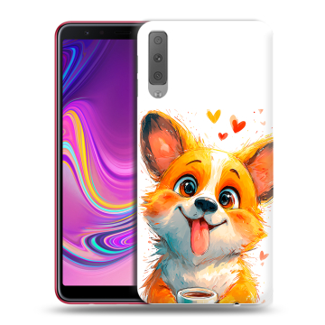 Силиконовый противоударный чехол на Samsung Galaxy A7 (2018) с принтом корги Силиконовый противоударный чехол на Samsung Galaxy A7 (2018) с принтом корги