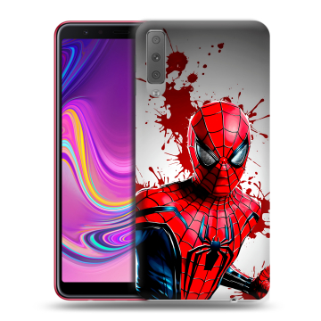 Силиконовый противоударный чехол на Samsung Galaxy A7 (2018) с принтом Spiderman Человек паук Силиконовый противоударный чехол на Samsung Galaxy A7 (2018) с принтом Spiderman Человек паук