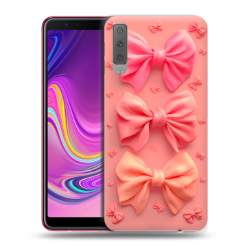 Силиконовый противоударный чехол на Samsung Galaxy A7 (2018) с принтом Розовые бантики Силиконовый противоударный чехол на Samsung Galaxy A7 (2018) с принтом Розовые бантики