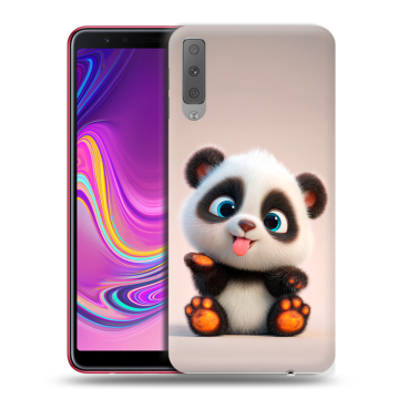 Силиконовый противоударный чехол на Samsung Galaxy A7 (2018) с принтом милая панда Силиконовый противоударный чехол на Samsung Galaxy A7 (2018) с принтом милая панда