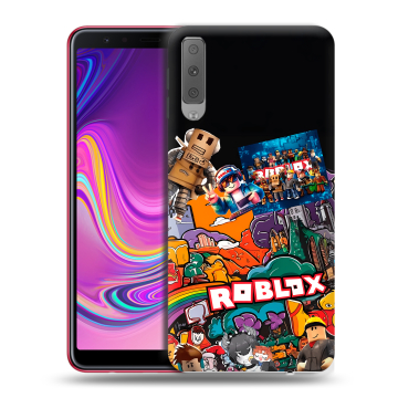 Силиконовый противоударный чехол на Samsung Galaxy A7 (2018) с принтом Roblox Роблокс Силиконовый противоударный чехол на Samsung Galaxy A7 (2018) с принтом Roblox Роблокс