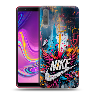 Силиконовый противоударный чехол на Samsung Galaxy A7 (2018) с принтом Nike Найк Силиконовый противоударный чехол на Samsung Galaxy A7 (2018) с принтом Nike Найк
