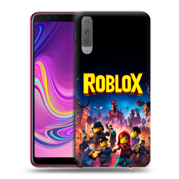 Силиконовый противоударный чехол на Samsung Galaxy A7 (2018) с принтом Roblox Роблокс Силиконовый противоударный чехол на Samsung Galaxy A7 (2018) с принтом Roblox Роблокс
