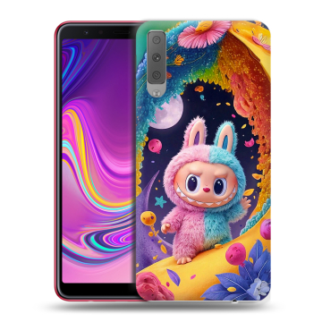 Силиконовый противоударный чехол на Samsung Galaxy A7 (2018) с принтом Labubu Лабубу Силиконовый противоударный чехол на Samsung Galaxy A7 (2018) с принтом Labubu Лабубу