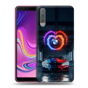 Силиконовый противоударный чехол на Samsung Galaxy A7 (2018) с принтом BMW БМВ Силиконовый противоударный чехол на Samsung Galaxy A7 (2018) с принтом BMW БМВ