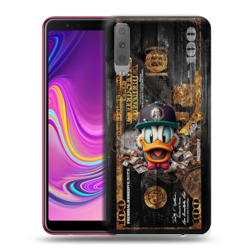 Силиконовый противоударный чехол на Samsung Galaxy A7 (2018) с принтом Дональд Дак Доллар Силиконовый противоударный чехол на Samsung Galaxy A7 (2018) с принтом Дональд Дак Доллар