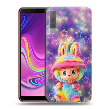 Силиконовый противоударный чехол на Samsung Galaxy A7 (2018) с принтом Labubu Лабубу Силиконовый противоударный чехол на Samsung Galaxy A7 (2018) с принтом Labubu Лабубу
