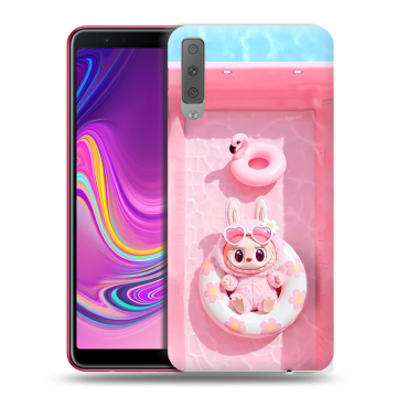 Силиконовый противоударный чехол на Samsung Galaxy A7 (2018) с принтом Labubu Лабубу Силиконовый противоударный чехол на Samsung Galaxy A7 (2018) с принтом Labubu Лабубу