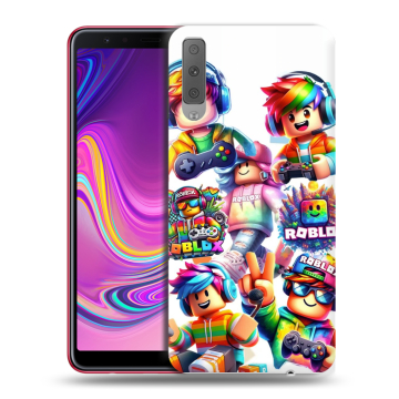 Силиконовый противоударный чехол на Samsung Galaxy A7 (2018) с принтом Roblox Роблокс Силиконовый противоударный чехол на Samsung Galaxy A7 (2018) с принтом Roblox Роблокс