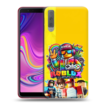 Силиконовый противоударный чехол на Samsung Galaxy A7 (2018) с принтом Roblox Роблокс Силиконовый противоударный чехол на Samsung Galaxy A7 (2018) с принтом Roblox Роблокс