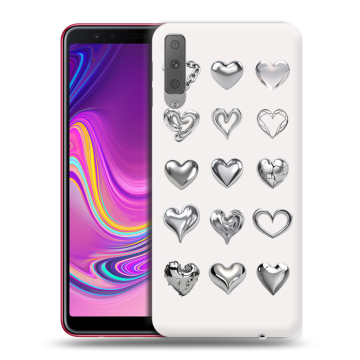 Силиконовый противоударный чехол на Samsung Galaxy A7 (2018) с принтом Y2K сердечки Силиконовый противоударный чехол на Samsung Galaxy A7 (2018) с принтом Y2K сердечки