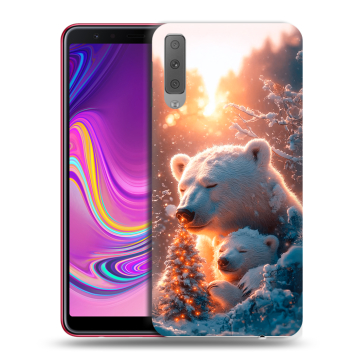 Силиконовый противоударный чехол на Samsung Galaxy A7 (2018) с принтом Новый год Силиконовый противоударный чехол на Samsung Galaxy A7 (2018) с принтом Новый год
