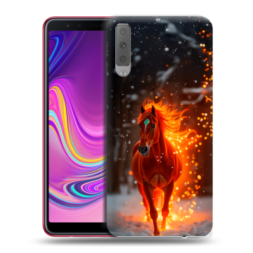 Силиконовый противоударный чехол на Samsung Galaxy A7 (2018) с принтом Новый год Силиконовый противоударный чехол на Samsung Galaxy A7 (2018) с принтом Новый год