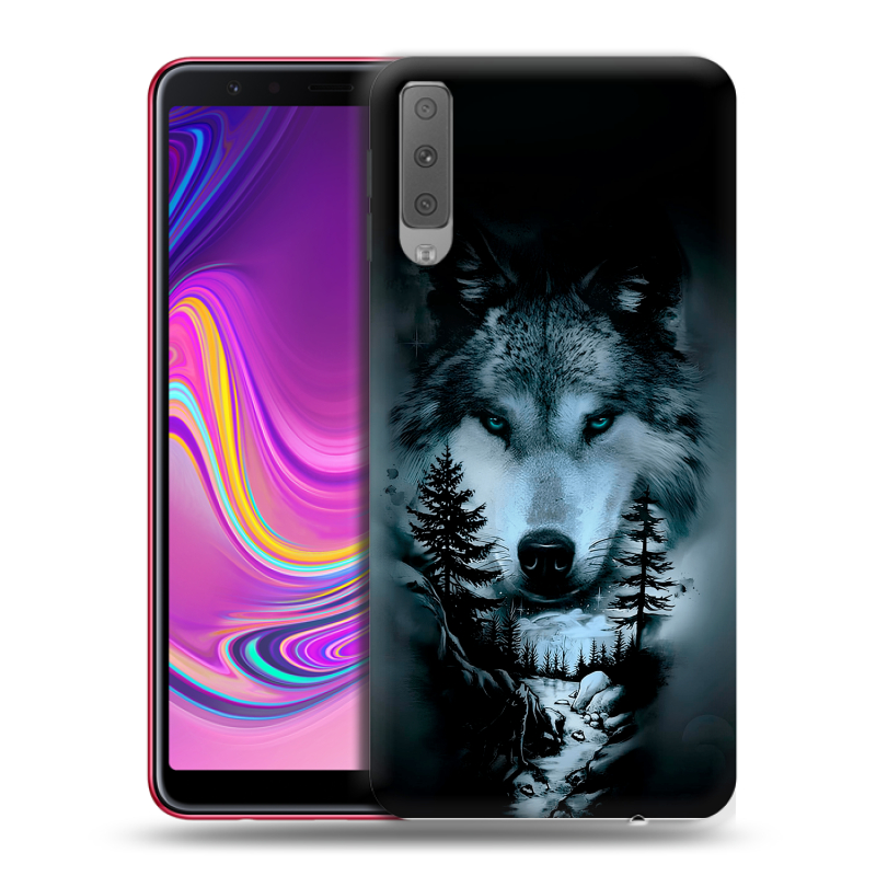 Силиконовый противоударный чехол на Samsung Galaxy A7 (2018) с принтом Лесной волк Силиконовый противоударный чехол на Samsung Galaxy A7 (2018) с принтом Лесной волк