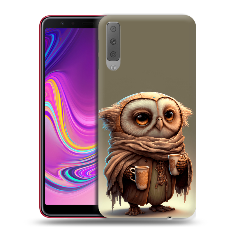 Силиконовый противоударный чехол на Samsung Galaxy A7 (2018) с принтом Сова Силиконовый противоударный чехол на Samsung Galaxy A7 (2018) с принтом Сова