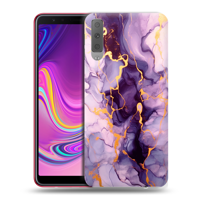 Силиконовый противоударный чехол на Samsung Galaxy A7 (2018) с принтом Мрамор Силиконовый противоударный чехол на Samsung Galaxy A7 (2018) с принтом Мрамор