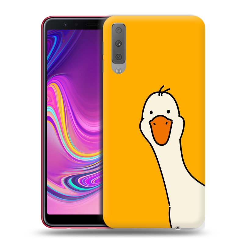 Силиконовый противоударный чехол на Samsung Galaxy A7 (2018) с принтом Утка Силиконовый противоударный чехол на Samsung Galaxy A7 (2018) с принтом Утка