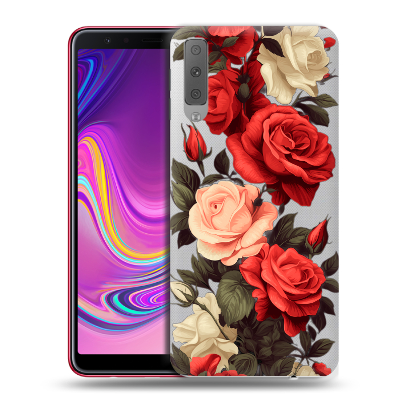 Силиконовый противоударный чехол на Samsung Galaxy A7 (2018) с принтом Розы Силиконовый противоударный чехол на Samsung Galaxy A7 (2018) с принтом Розы