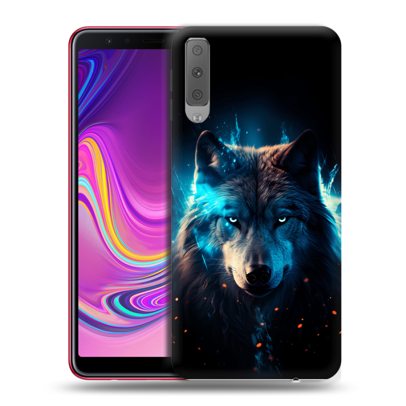 Силиконовый противоударный чехол на Samsung Galaxy A7 (2018) с принтом Волк ночной Силиконовый противоударный чехол на Samsung Galaxy A7 (2018) с принтом Волк ночной