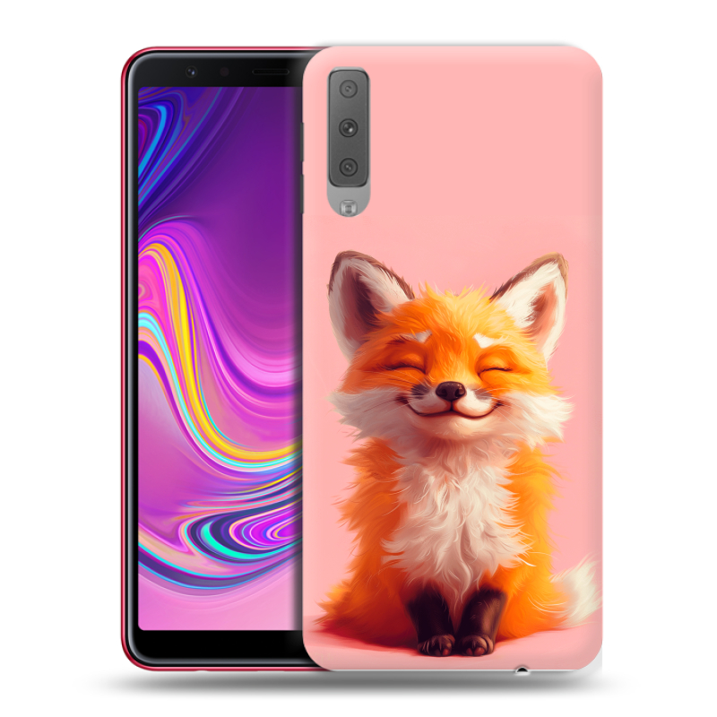Силиконовый противоударный чехол на Samsung Galaxy A7 (2018) с принтом милая лиса Силиконовый противоударный чехол на Samsung Galaxy A7 (2018) с принтом милая лиса