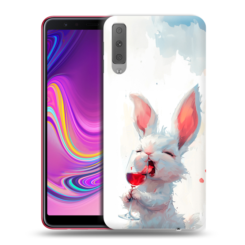 Силиконовый противоударный чехол на Samsung Galaxy A7 (2018) с принтом кролик зайчик Силиконовый противоударный чехол на Samsung Galaxy A7 (2018) с принтом кролик зайчик