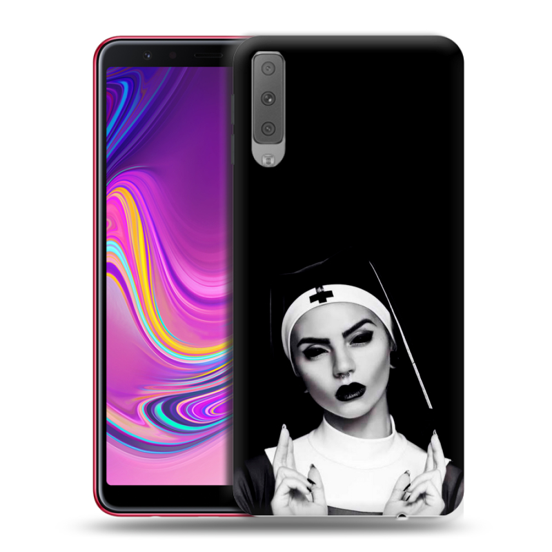 Силиконовый противоударный чехол на Samsung Galaxy A7 (2018) с принтом монашка Силиконовый противоударный чехол на Samsung Galaxy A7 (2018) с принтом монашка