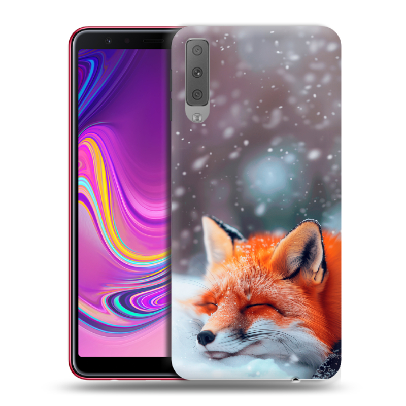 Силиконовый противоударный чехол на Samsung Galaxy A7 (2018) с принтом лиса Силиконовый противоударный чехол на Samsung Galaxy A7 (2018) с принтом лиса