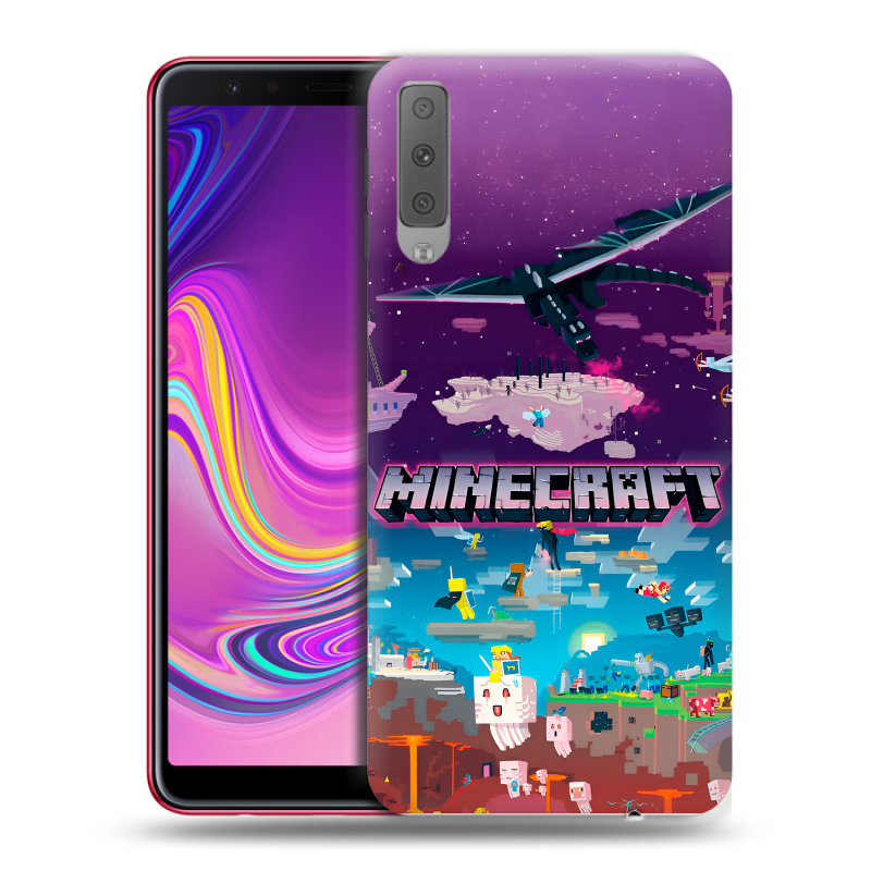 Силиконовый противоударный чехол на Samsung Galaxy A7 (2018) с принтом Майнкрафт Minecraft Силиконовый противоударный чехол на Samsung Galaxy A7 (2018) с принтом Майнкрафт Minecraft