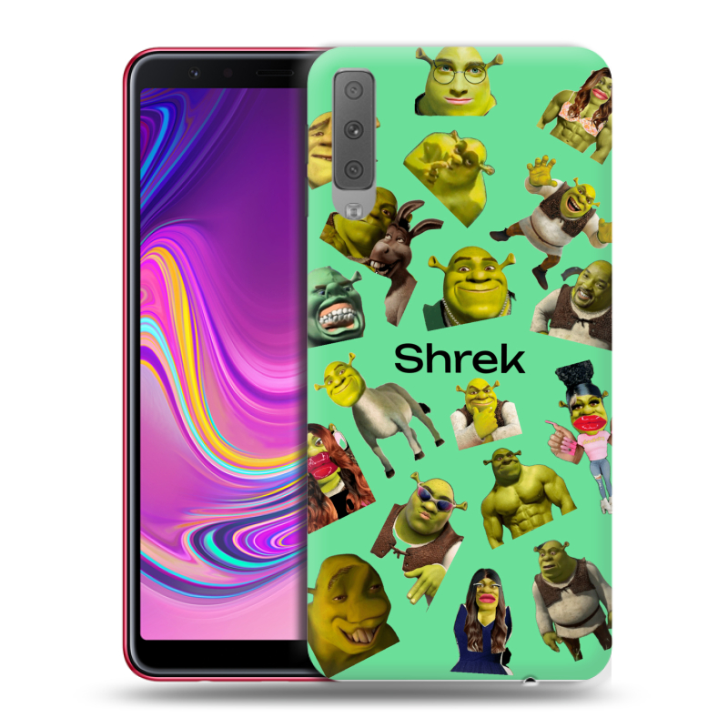 Силиконовый противоударный чехол на Samsung Galaxy A7 (2018) с принтом Шрек Shrek Силиконовый противоударный чехол на Samsung Galaxy A7 (2018) с принтом Шрек Shrek