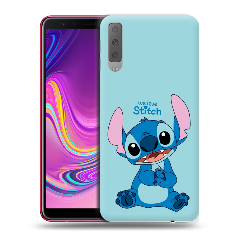 Силиконовый противоударный чехол на Samsung Galaxy A7 (2018) с принтом Лило и Стич Силиконовый противоударный чехол на Samsung Galaxy A7 (2018) с принтом Лило и Стич