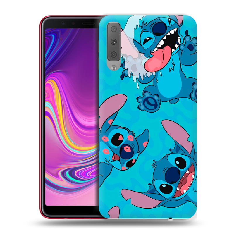Силиконовый противоударный чехол на Samsung Galaxy A7 (2018) с принтом Лило и Стич Силиконовый противоударный чехол на Samsung Galaxy A7 (2018) с принтом Лило и Стич