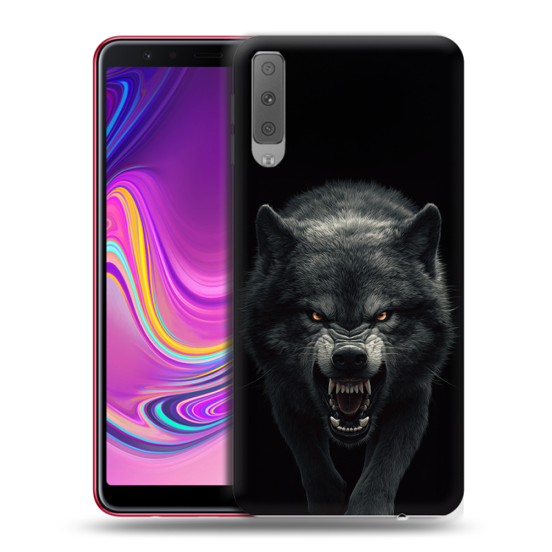 Силиконовый противоударный чехол на Samsung Galaxy A7 (2018) с принтом Волк Силиконовый противоударный чехол на Samsung Galaxy A7 (2018) с принтом Волк