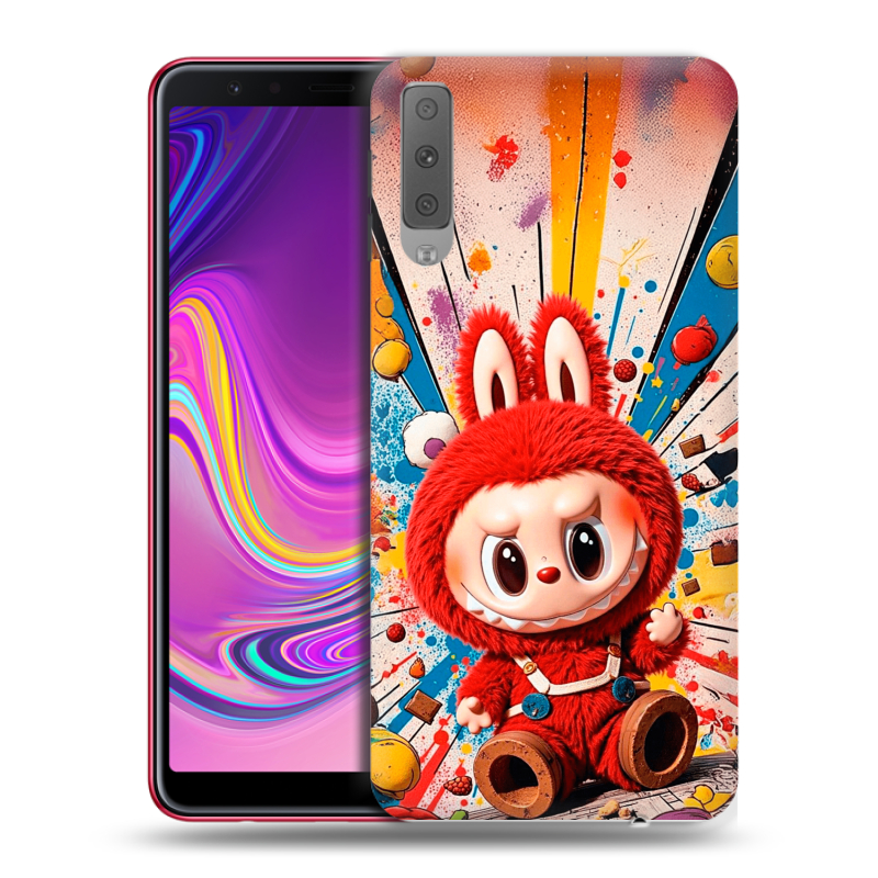 Силиконовый противоударный чехол на Samsung Galaxy A7 (2018) с принтом Labubu Лабубу Силиконовый противоударный чехол на Samsung Galaxy A7 (2018) с принтом Labubu Лабубу