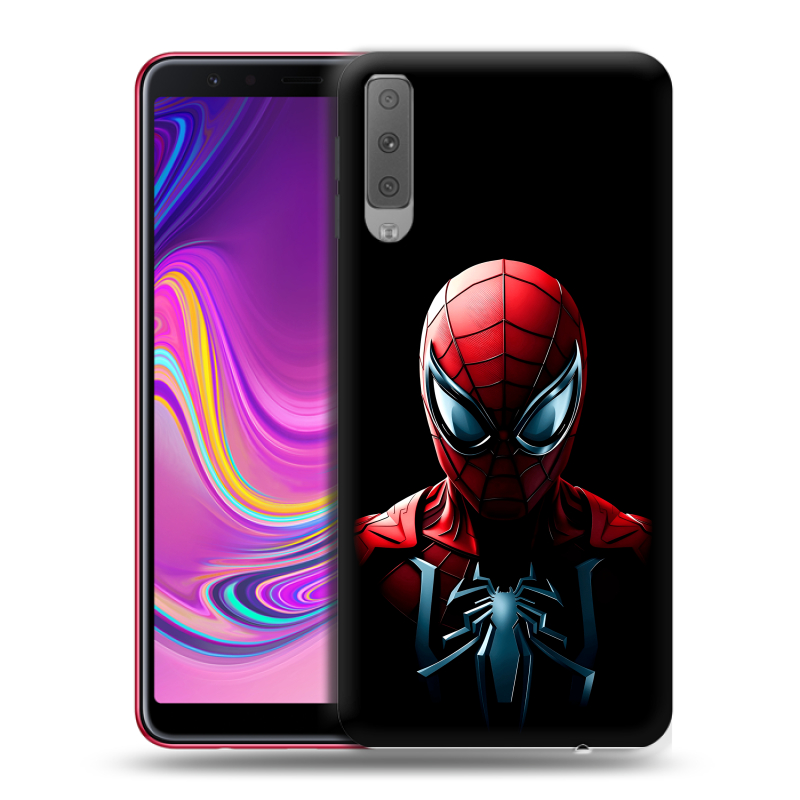 Силиконовый противоударный чехол на Samsung Galaxy A7 (2018) с принтом Spiderman Человек паук Силиконовый противоударный чехол на Samsung Galaxy A7 (2018) с принтом Spiderman Человек паук