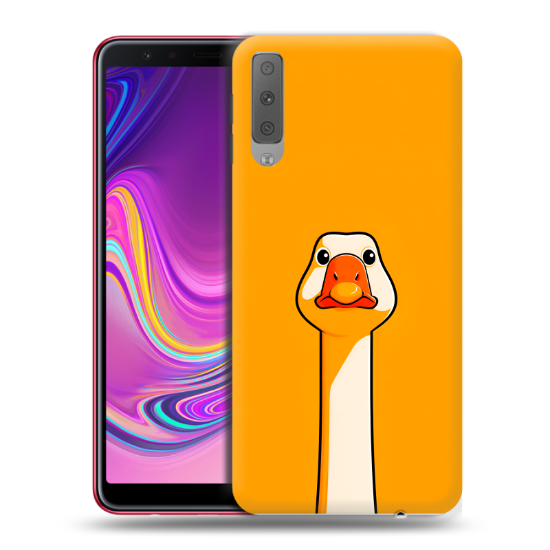 Силиконовый противоударный чехол на Samsung Galaxy A7 (2018) с принтом Смешная утка Силиконовый противоударный чехол на Samsung Galaxy A7 (2018) с принтом Смешная утка