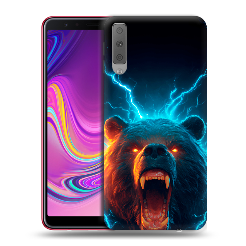 Силиконовый противоударный чехол на Samsung Galaxy A7 (2018) с принтом Медведь Силиконовый противоударный чехол на Samsung Galaxy A7 (2018) с принтом Медведь
