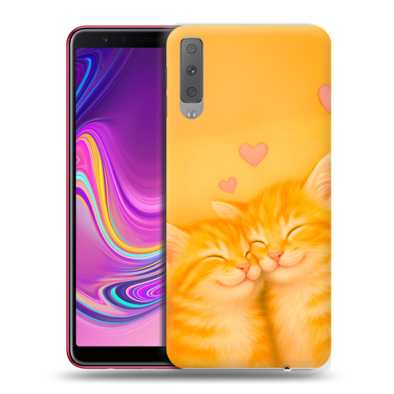 Силиконовый противоударный чехол на Samsung Galaxy A7 (2018) с принтом Милые котята Силиконовый противоударный чехол на Samsung Galaxy A7 (2018) с принтом Милые котята