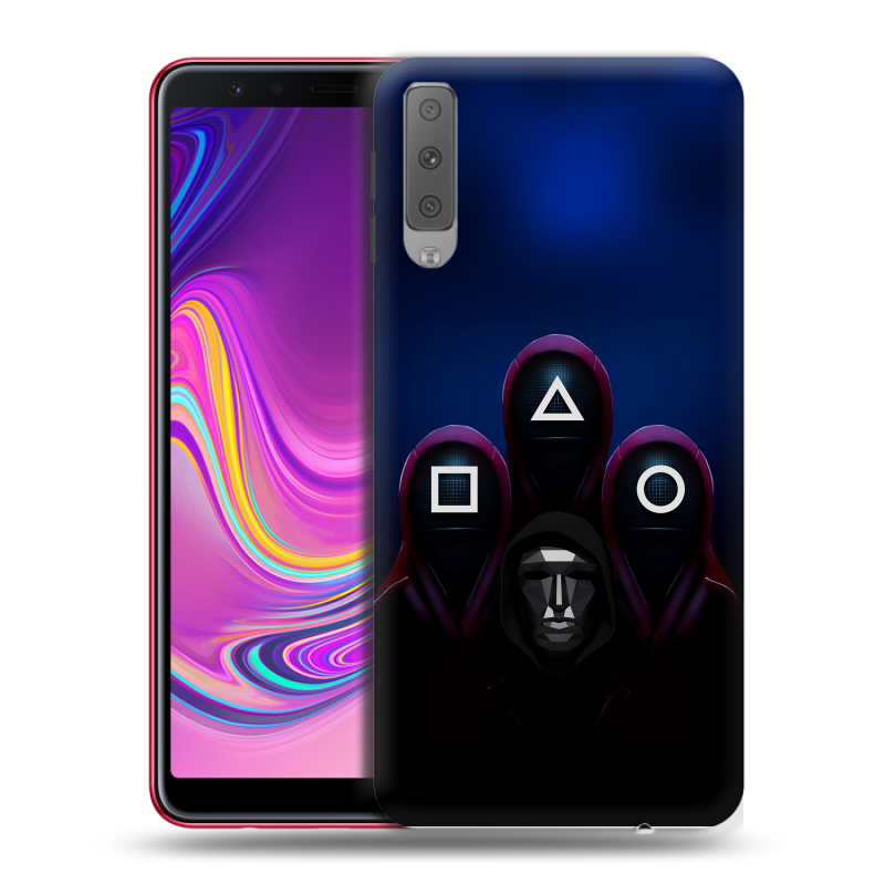 Силиконовый противоударный чехол на Samsung Galaxy A7 (2018) с принтом Игра Кальмара Силиконовый противоударный чехол на Samsung Galaxy A7 (2018) с принтом Игра Кальмара