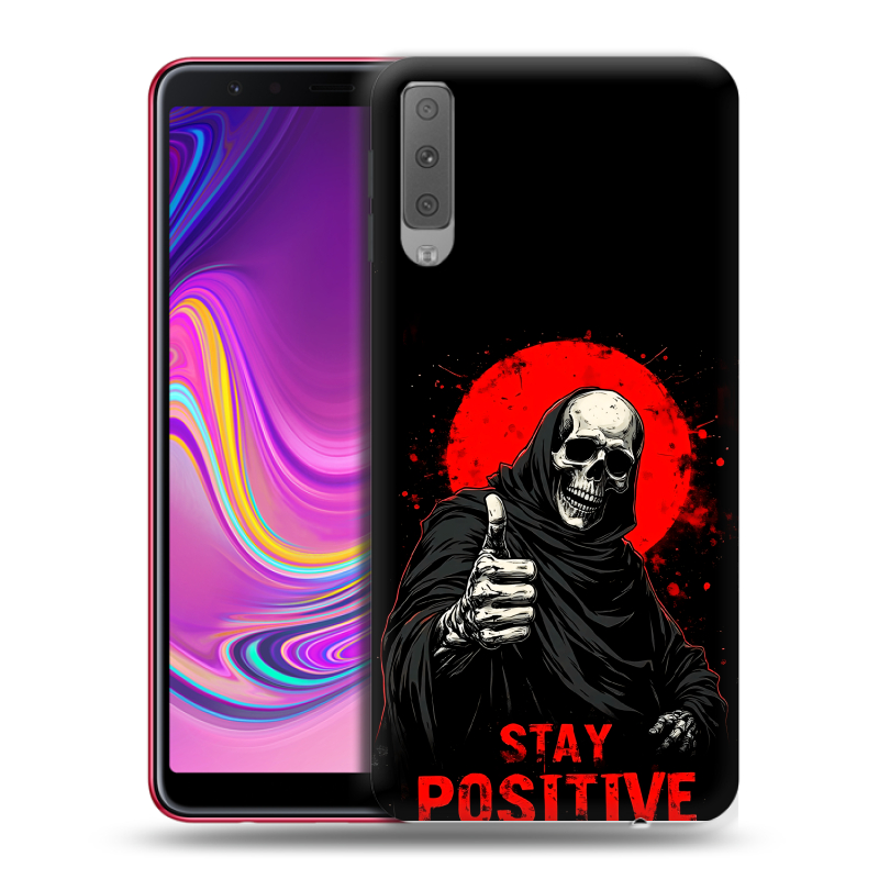 Силиконовый противоударный чехол на Samsung Galaxy A7 (2018) с принтом смешной скелет Силиконовый противоударный чехол на Samsung Galaxy A7 (2018) с принтом смешной скелет